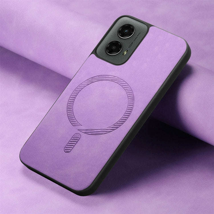For Motorola Moto G 5G 2024 Retro Magsafe Magnetic PU Back Cover Phone Case(Purple)