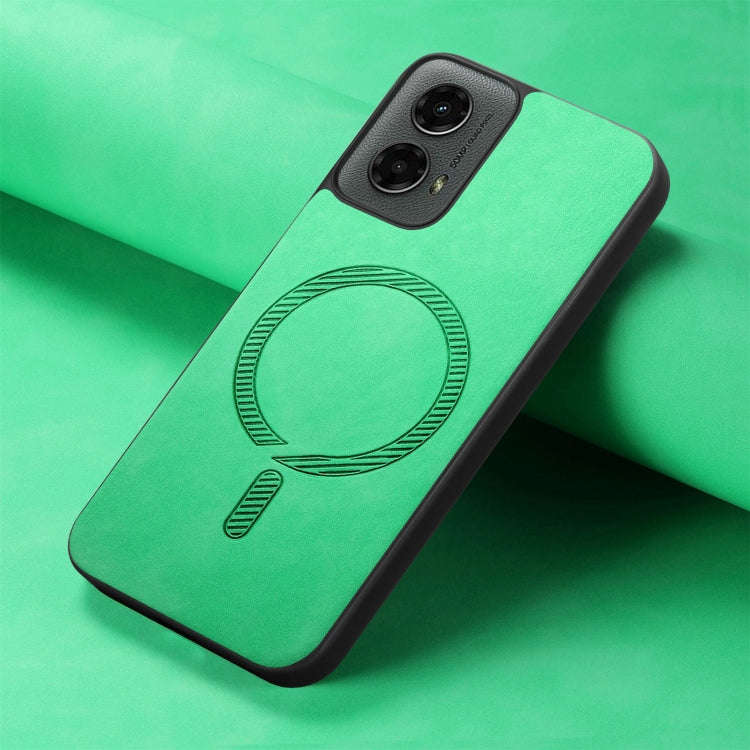 For Motorola Moto G 5G 2024 Retro Magsafe Magnetic PU Back Cover Phone Case(Green)