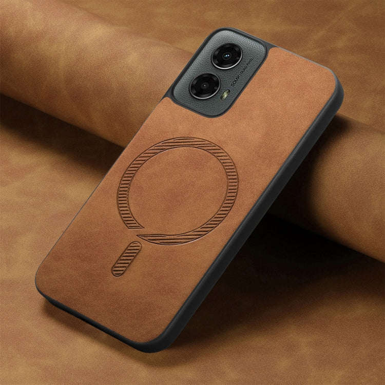 For Motorola Moto G 5G 2024 Retro Magsafe Magnetic PU Back Cover Phone Case(Brown)