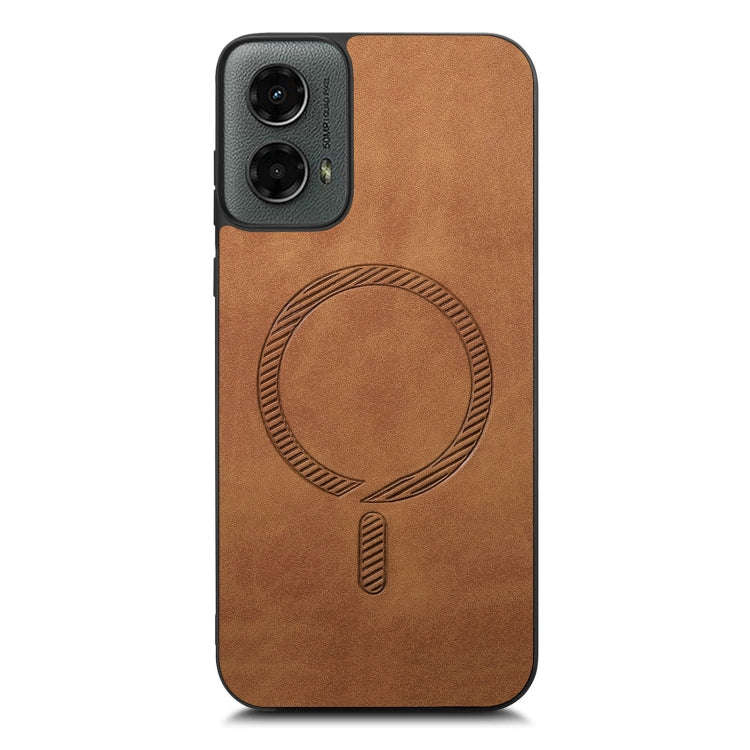 For Motorola Moto G 5G 2024 Retro Magsafe Magnetic PU Back Cover Phone Case(Brown)