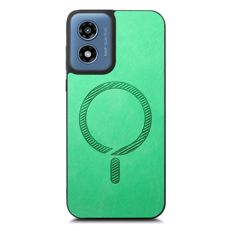 For Motorola Moto G Play 2024 4G Retro Magsafe Magnetic PU Back Cover Phone Case(Green)