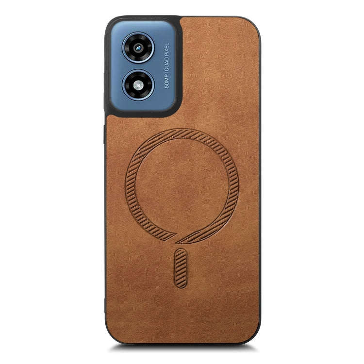 For Motorola Moto G Play 2024 4G Retro Magsafe Magnetic PU Back Cover Phone Case(Brown)