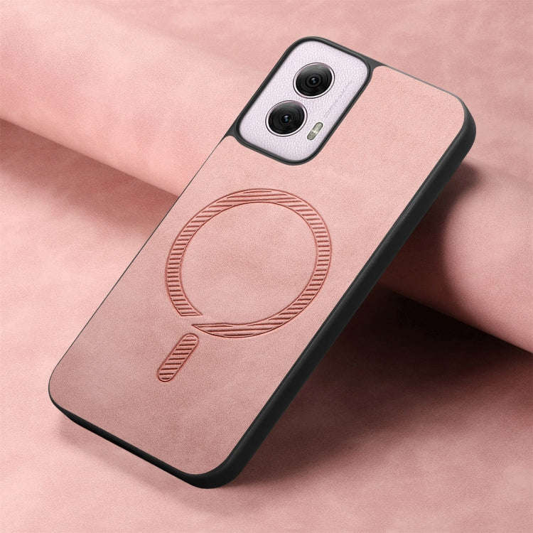 For Motorola Moto G Power 2024 5G Retro Magsafe Magnetic PU Back Cover Phone Case(Pink)