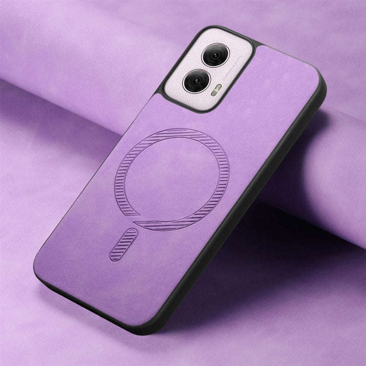 For Motorola Moto G Power 2024 5G Retro Magsafe Magnetic PU Back Cover Phone Case(Purple)
