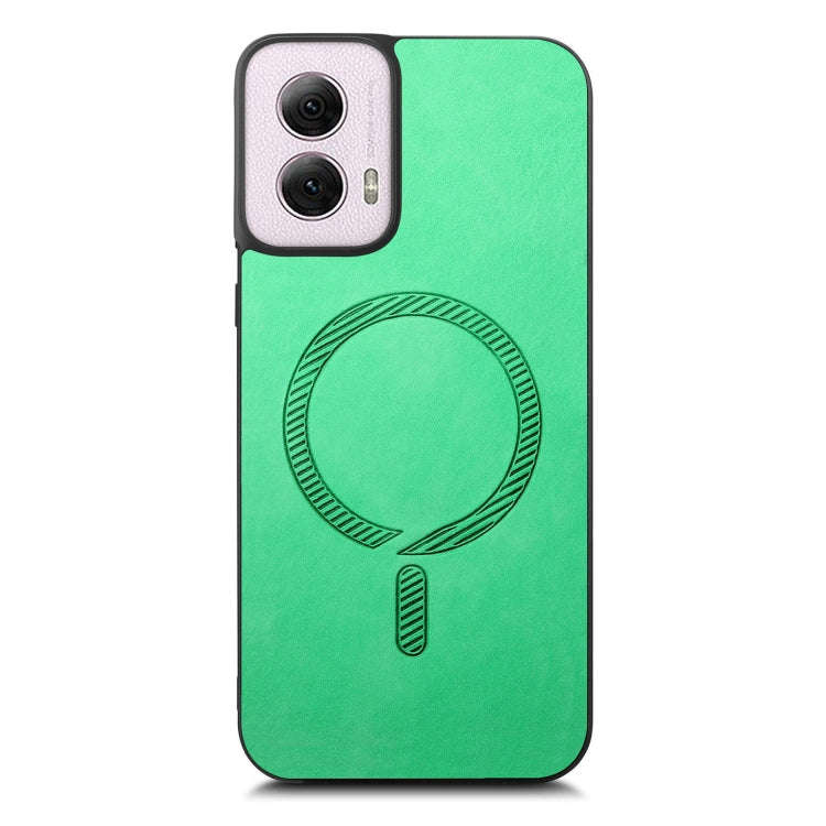 For Motorola Moto G Power 2024 5G Retro Magsafe Magnetic PU Back Cover Phone Case(Green)