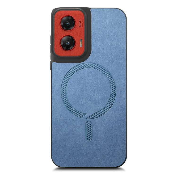 For Motorola Moto G Stylus 5G 2024 Retro Magsafe Magnetic PU Back Cover Phone Case(Blue)