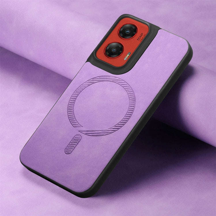 For Motorola Moto G Stylus 5G 2024 Retro Magsafe Magnetic PU Back Cover Phone Case(Purple)