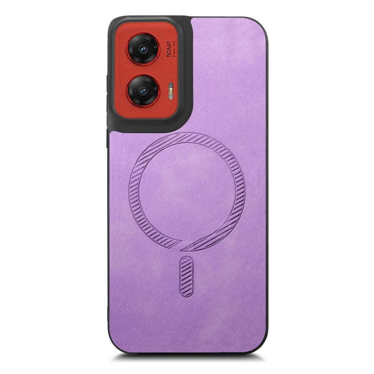 For Motorola Moto G Stylus 5G 2024 Retro Magsafe Magnetic PU Back Cover Phone Case(Purple)