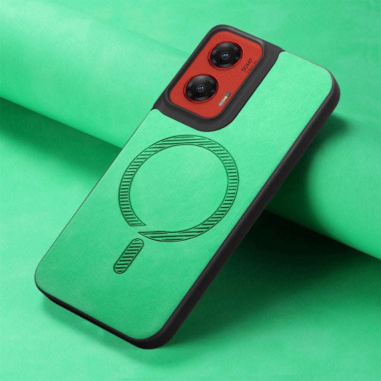 For Motorola Moto G Stylus 5G 2024 Retro Magsafe Magnetic PU Back Cover Phone Case(Green)