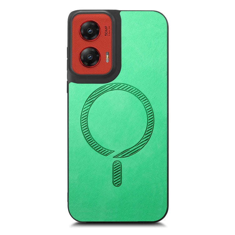 For Motorola Moto G Stylus 5G 2024 Retro Magsafe Magnetic PU Back Cover Phone Case(Green)
