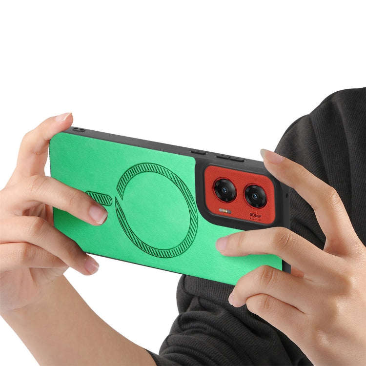 For Motorola Moto G Stylus 5G 2024 Retro Magsafe Magnetic PU Back Cover Phone Case(Green)