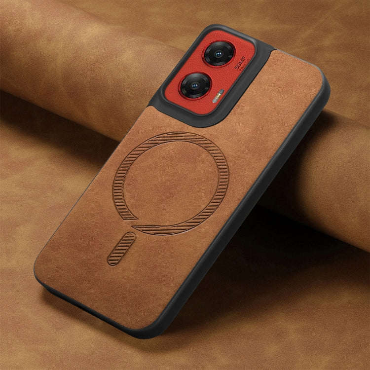 For Motorola Moto G Stylus 5G 2024 Retro Magsafe Magnetic PU Back Cover Phone Case(Brown)