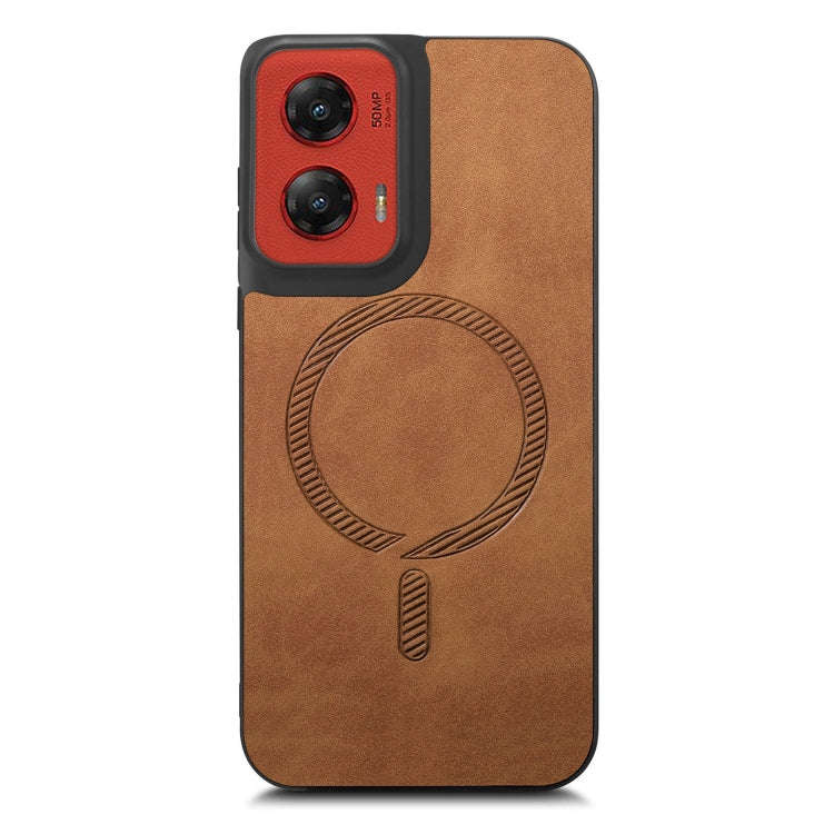 For Motorola Moto G Stylus 5G 2024 Retro Magsafe Magnetic PU Back Cover Phone Case(Brown)