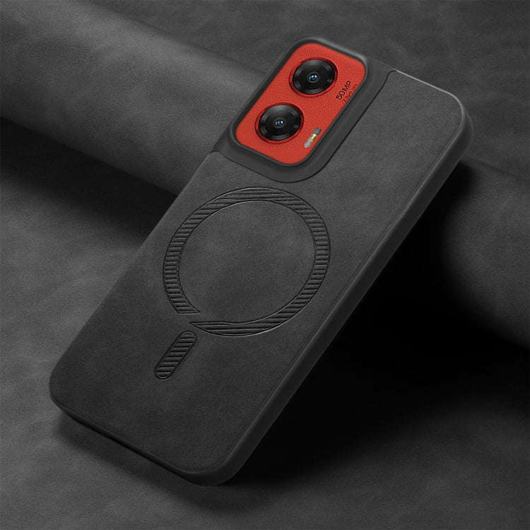 For Motorola Moto G Stylus 5G 2024 Retro Magsafe Magnetic PU Back Cover Phone Case(Black)