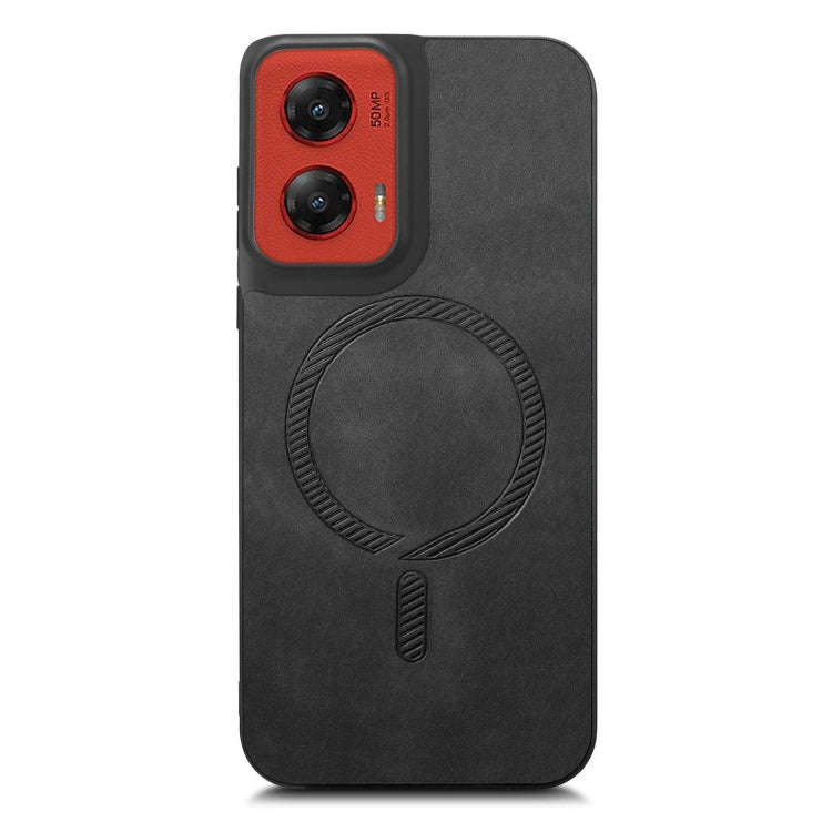 For Motorola Moto G Stylus 5G 2024 Retro Magsafe Magnetic PU Back Cover Phone Case(Black)
