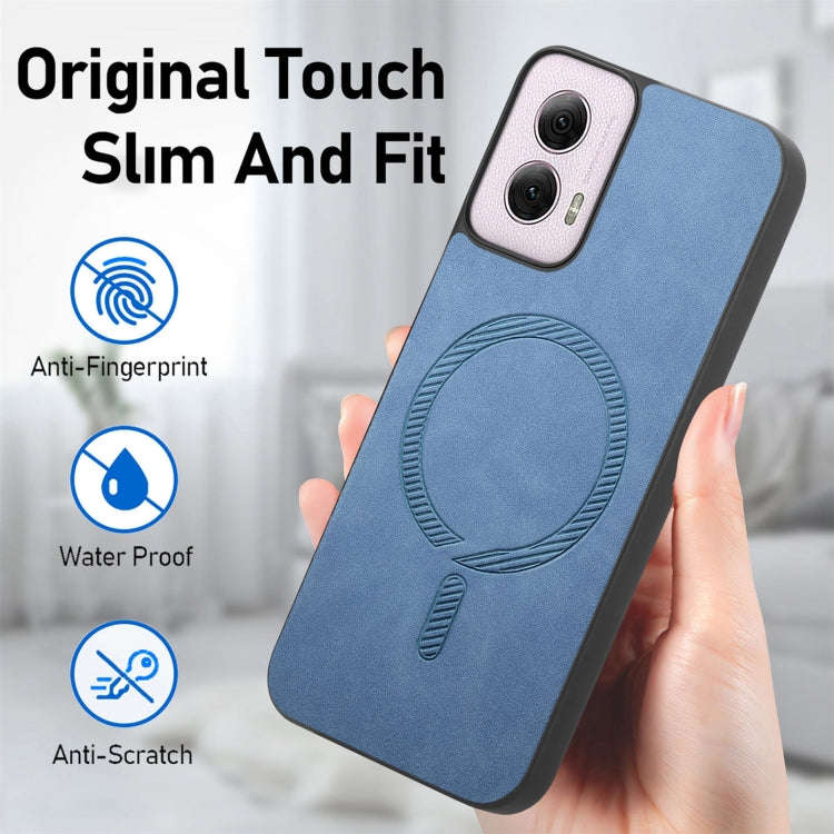 For Motorola Moto G Stylus 5G 2024 Retro Magsafe Magnetic PU Back Cover Phone Case(Blue)