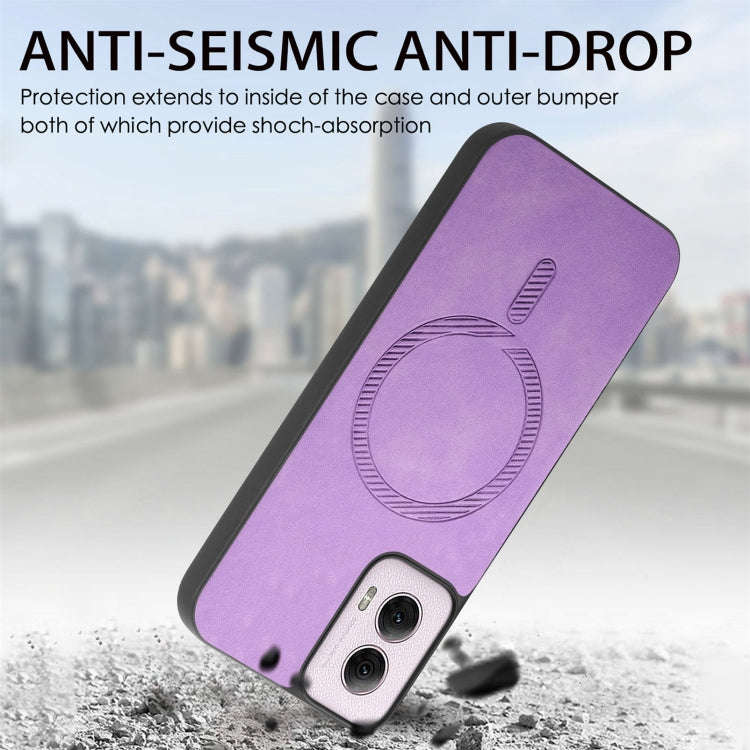 For Motorola Moto G Stylus 5G 2024 Retro Magsafe Magnetic PU Back Cover Phone Case(Blue)