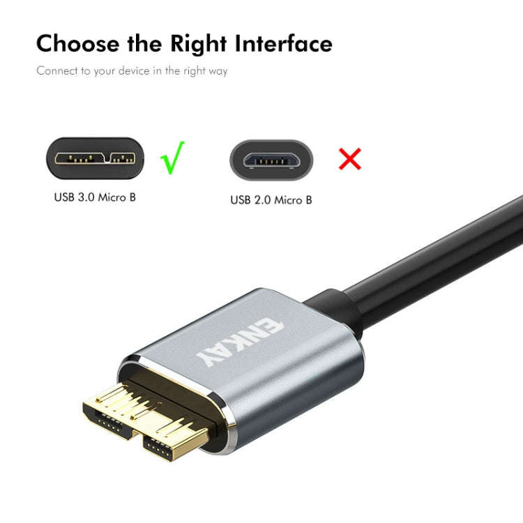 ENKAY USB 3.0 A to USB 3.0 Micro B 5Gbps Data Camera Hard Drive Cable, Length:1.5m