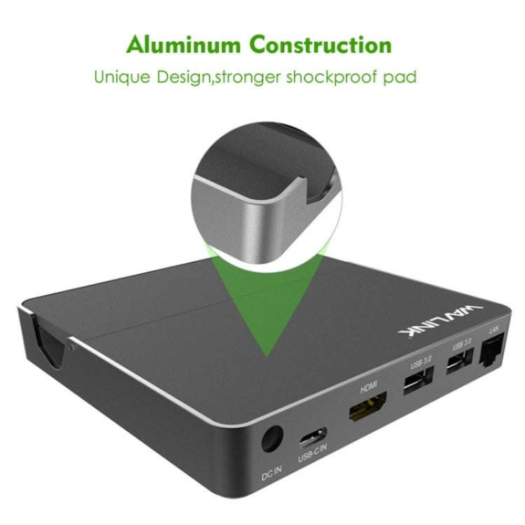 WAVLINK UHP3D01G Gigabit Ethernet USB 3.0 Multi-Function HUB 4K HD Docking Station(US Plug)