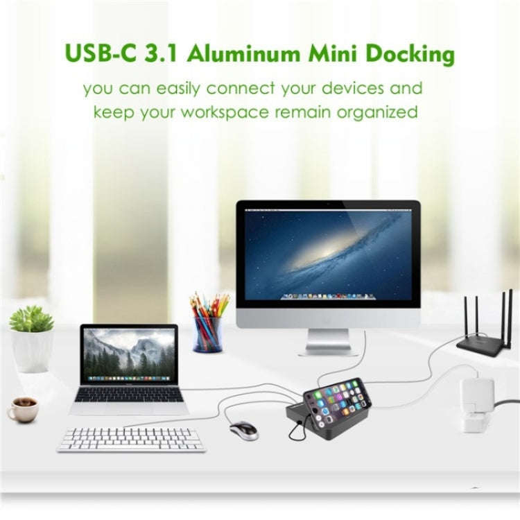 WAVLINK UHP3D01G Gigabit Ethernet USB 3.0 Multi-Function HUB 4K HD Docking Station(US Plug)