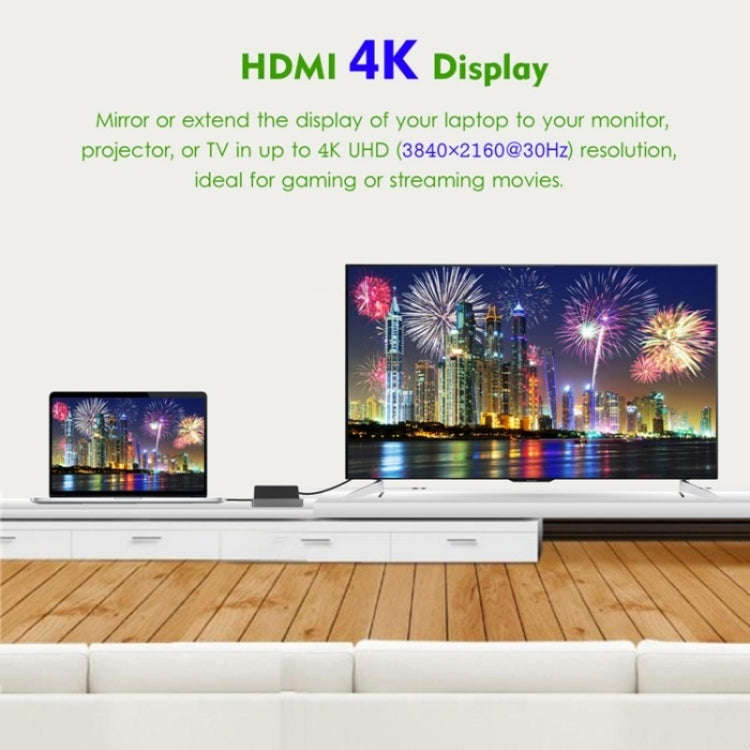 WAVLINK UHP3D01G Gigabit Ethernet USB 3.0 Multi-Function HUB 4K HD Docking Station(US Plug)