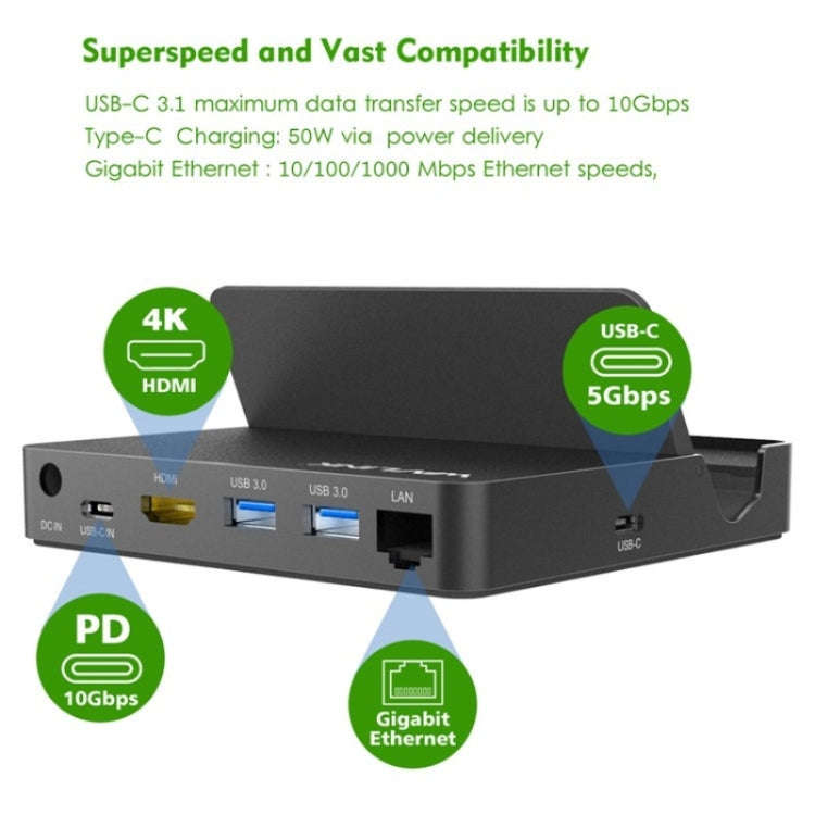 WAVLINK UHP3D01G Gigabit Ethernet USB 3.0 Multi-Function HUB 4K HD Docking Station(US Plug)