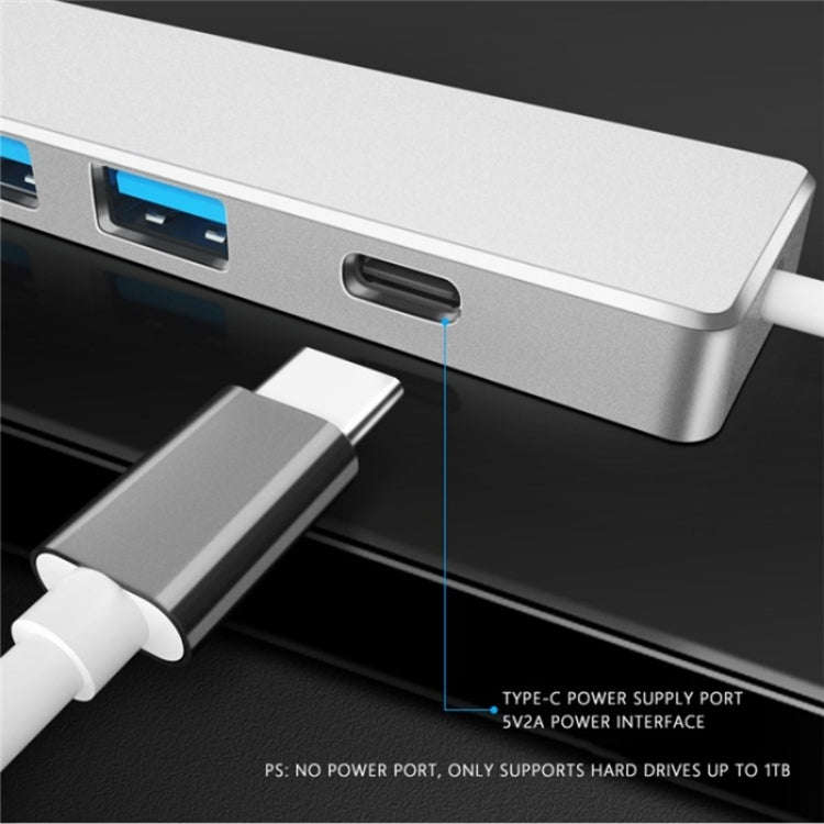 ADS-301A USB 3.0 to Type-C + USB 3.0 / 2.0 4-Ports Hub Laptop Expander(Grey)