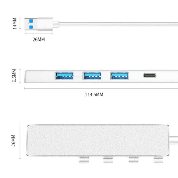 ADS-301A USB 3.0 to Type-C + USB 3.0 / 2.0 4-Ports Hub Laptop Expander(Grey)