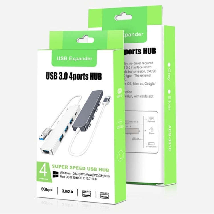 ADS-301A USB 3.0 to Type-C + USB 3.0 / 2.0 4-Ports Hub Laptop Expander(Grey)