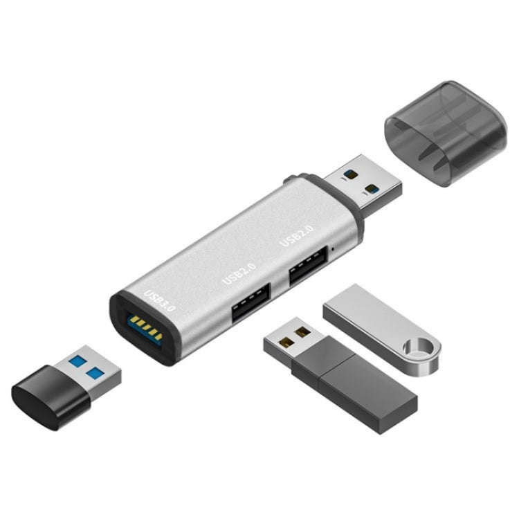 ADS-302A 3 in 1 USB to USB 3.0 / 2.0 Hub Expansion Station USB Adapter(Silver)