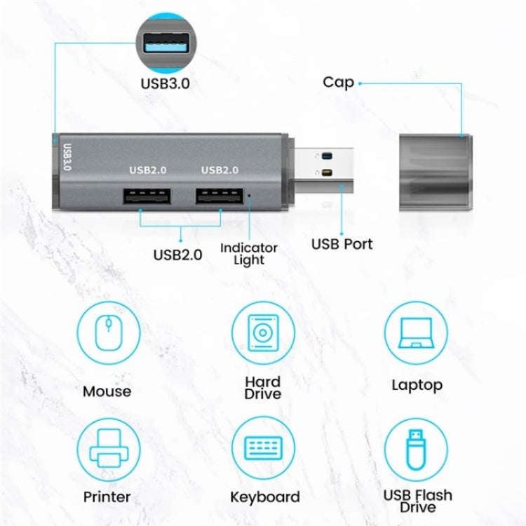 ADS-302A 3 in 1 USB to USB 3.0 / 2.0 Hub Expansion Station USB Adapter(Silver)