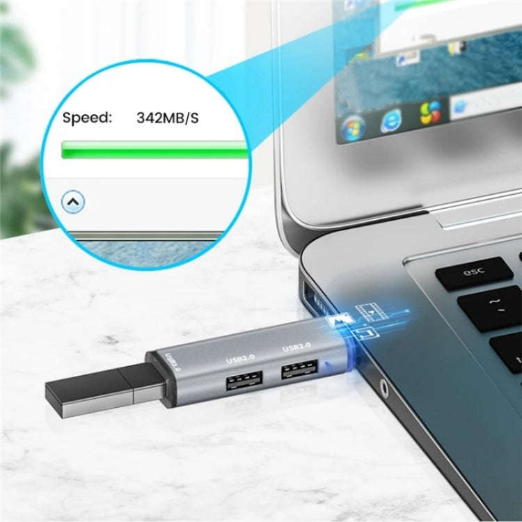 ADS-302A 3 in 1 USB to USB 3.0 / 2.0 Hub Expansion Station USB Adapter(Silver)