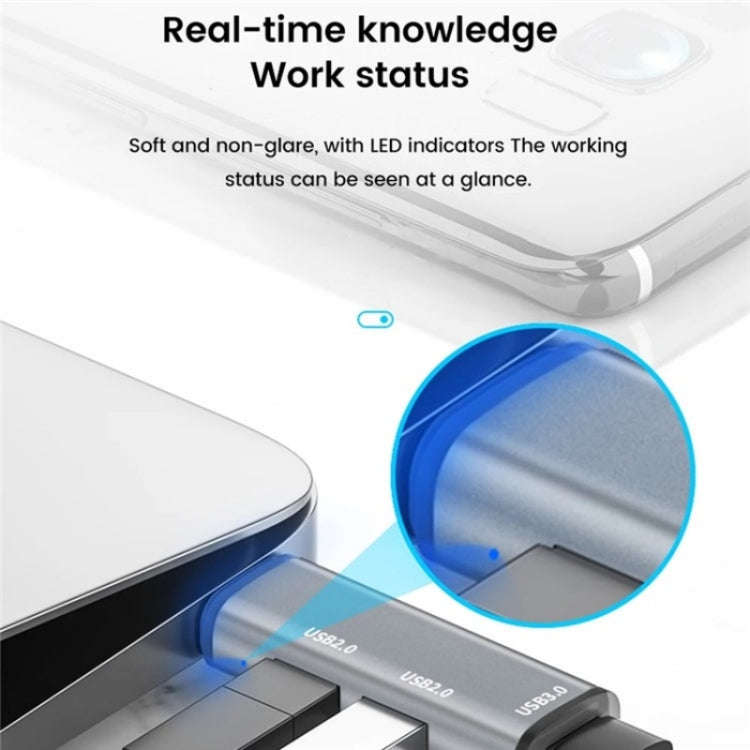 ADS-302A 3 in 1 USB to USB 3.0 / 2.0 Hub Expansion Station USB Adapter(Silver)