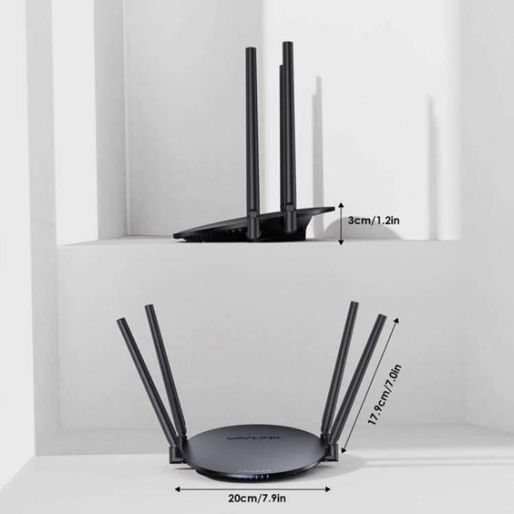 WAVLINK WN530G3 4x 5dBi Foldable Antenna AC1200 Dual Band Wireless Repeater Router, Plug:US Plug