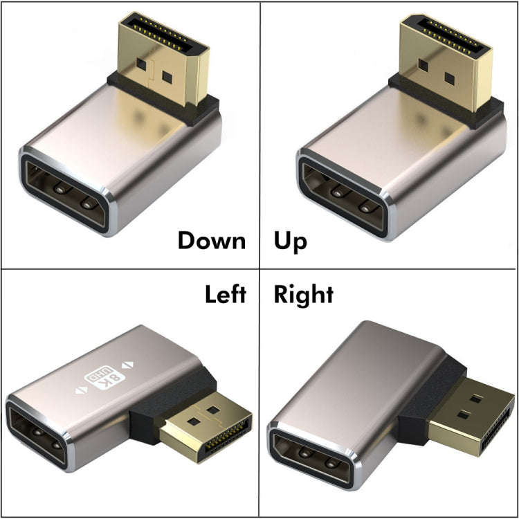 JUNSUNMAY 8K 60Hz PD1.4 Male Displayport to Female Displayport Adapter Converter, Angle:Up