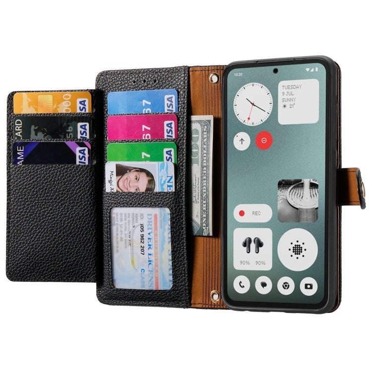 For Nothing CMF Phone 1 Love Zipper Lanyard Leather Phone Case(Black)