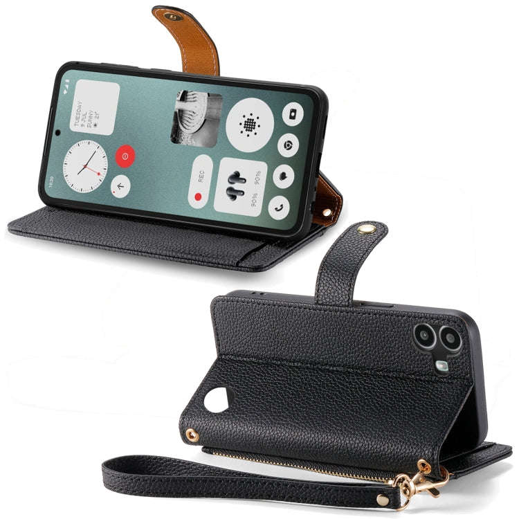 For Nothing CMF Phone 1 Love Zipper Lanyard Leather Phone Case(Black)