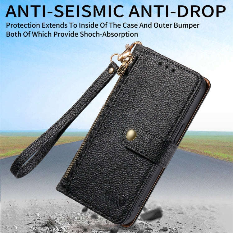 For Nothing CMF Phone 1 Love Zipper Lanyard Leather Phone Case(Black)