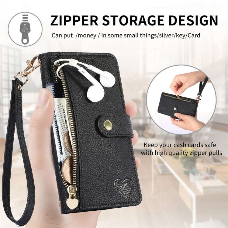 For Nothing CMF Phone 1 Love Zipper Lanyard Leather Phone Case(Black)