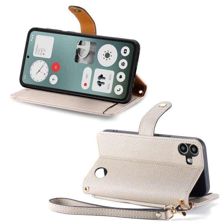For Nothing CMF Phone 1 Love Zipper Lanyard Leather Phone Case(Gray)