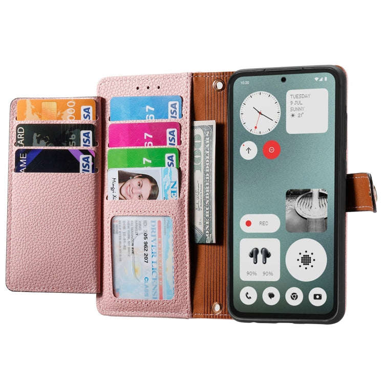 For Nothing CMF Phone 1 Love Zipper Lanyard Leather Phone Case(Pink)