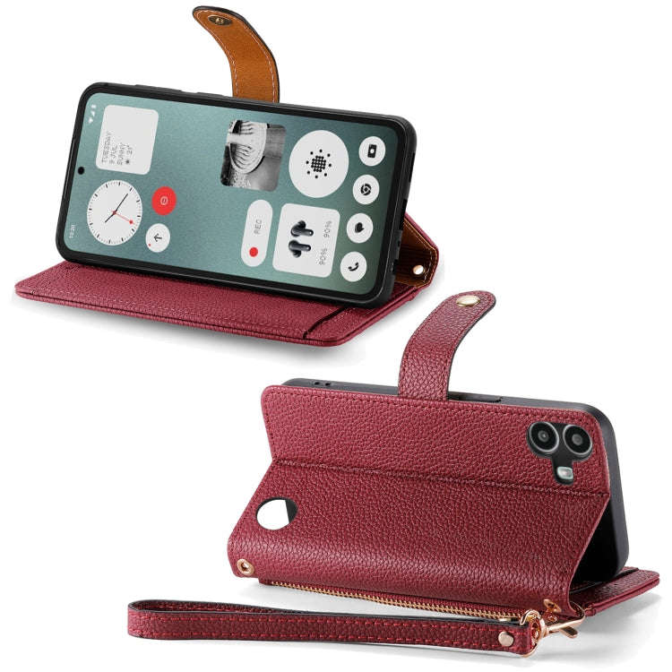 For Nothing CMF Phone 1 Love Zipper Lanyard Leather Phone Case(Red)