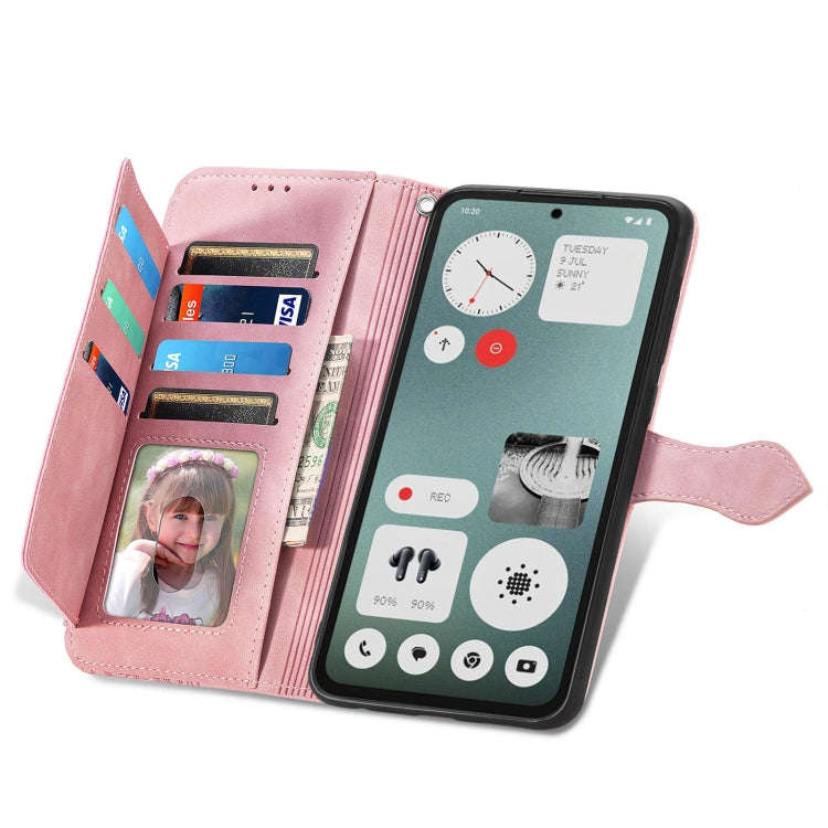 For Nothing CMF Phone 1 Embossed Flower Zipper Leather Phone Case(Pink)