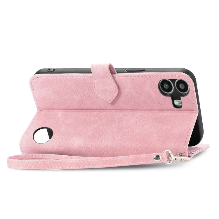 For Nothing CMF Phone 1 Embossed Flower Zipper Leather Phone Case(Pink)
