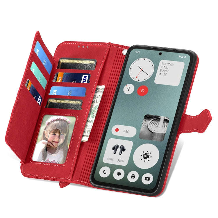 For Nothing CMF Phone 1 Embossed Flower Zipper Leather Phone Case(Red)