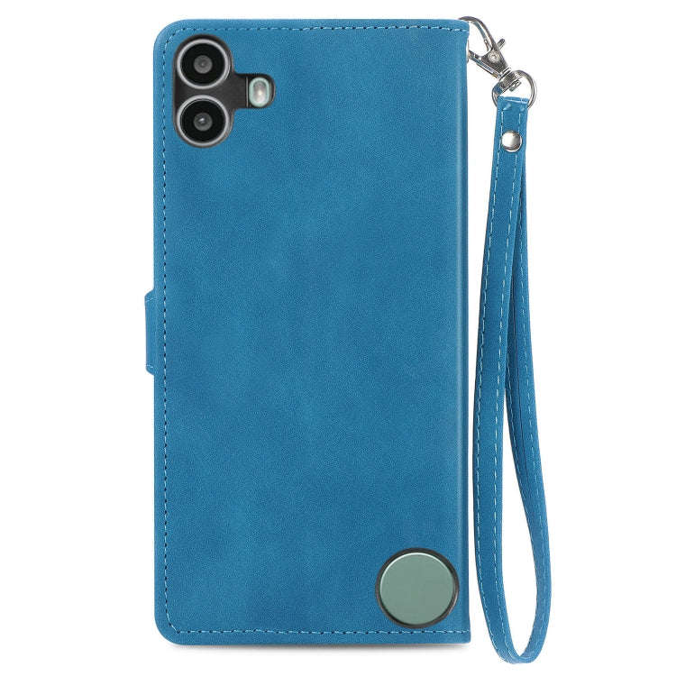 For Nothing CMF Phone 1 Embossed Flower Zipper Leather Phone Case(Blue)