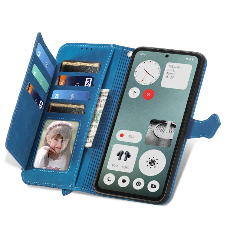 For Nothing CMF Phone 1 Embossed Flower Zipper Leather Phone Case(Blue)