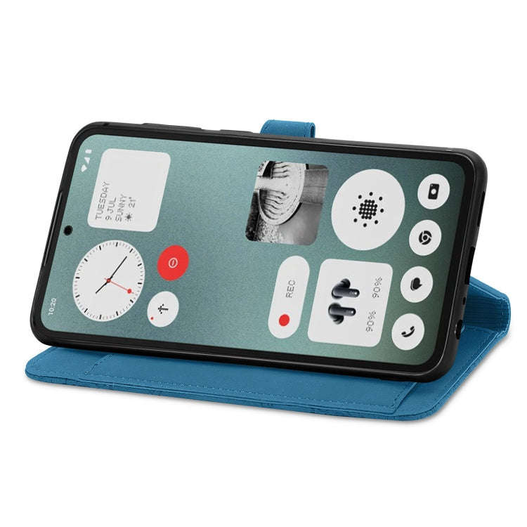 For Nothing CMF Phone 1 Embossed Flower Zipper Leather Phone Case(Blue)