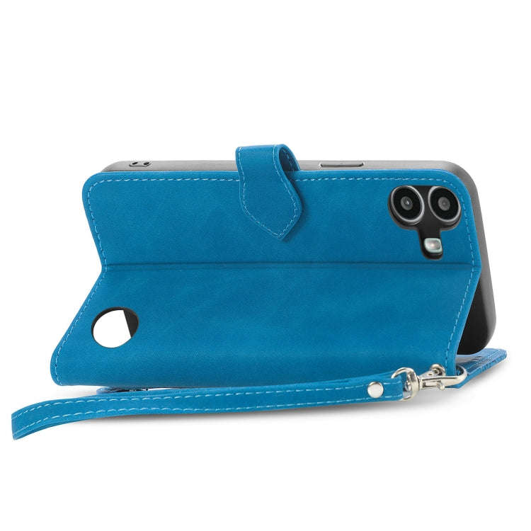 For Nothing CMF Phone 1 Embossed Flower Zipper Leather Phone Case(Blue)