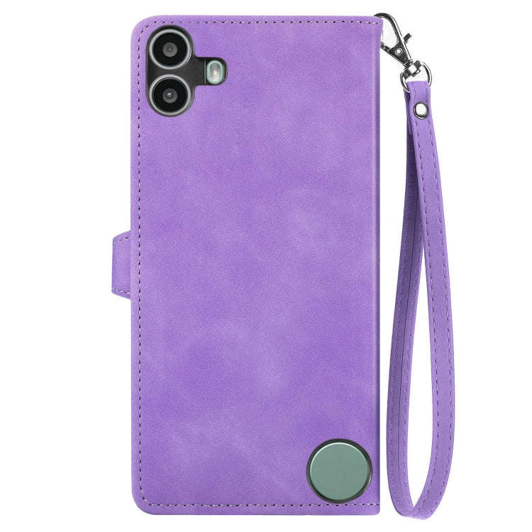 For Nothing CMF Phone 1 Embossed Flower Zipper Leather Phone Case(Purple)